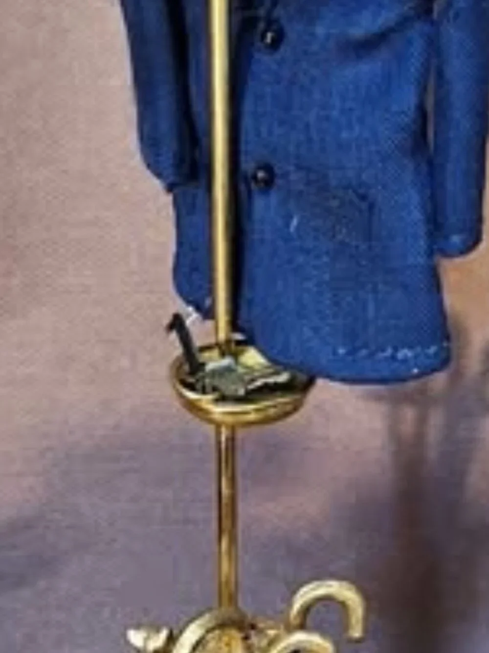 Brass Dollhouse Miniature Hat and Coat Rack with Umbrella Stand Artist Made